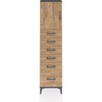 Arges Dolap Tek Raflı 6 Çekmeceli Tek Kapaklı 44X30X182 Antrasit-Çam