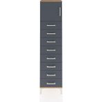 Arges Dolap Tek Raflı 8 Çekmeceli Tek Kapaklı 44X30X182 Çam-Antrasit - Atlas Çam
