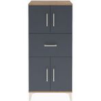 Arges Dolap Tek Raflı Tek Çekmeceli 4 Kapaklı 60X30X134 Çam-Antrasit - Atlas Çam