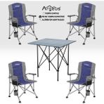 Argeus 4 Adet Katlanır Kamp Sandalyesi ve Alüminyum Masa Seti - Rustic Dark - Mavi - . - Renkli
