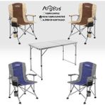 Argeus 4 Adet Katlanır Kamp Sandalyesi ve Alüminyum Masa Seti - Rustic - Elevate Beyaz - . - Renkli