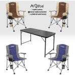 Argeus 4 Adet Katlanır Kamp Sandalyesi ve Alüminyum Masa Seti - Rustic - Elevate Siyah - . - Renkli
