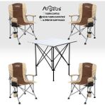 Argeus 4 Adet Katlanır Kamp Sandalyesi ve Alüminyum Masa Seti - Rustic Silver - Kum - . - Renkli