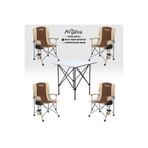 ARGEUS 4 Adet Katlanır Kamp Sandalyesi ve Alüminyum Masa Seti - Rustic Silver - Kum
