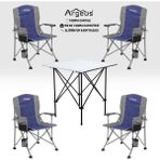 Argeus 4 Adet Katlanır Kamp Sandalyesi ve Alüminyum Masa Seti - Rustic Silver - Mavi - . - Renkli