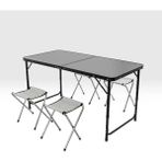 Argeus Katlanabilir Kamp Masası Seti - 4/6 Kişilik - 4 Tabureli - Elevate Plus - Siyah