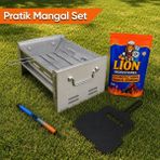 Argeus Pratik Mangal Set - Katlanabilir Mangal - Kömür - Çakmak - Yelpaze - .