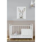Argimo Bunny 2 Kademeli Metal Bebek Beşiği Park Beşik Karyola 60X120 Beyaz (Cibinliksiz) Beşik