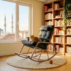 Argimo Valens Emzirme Anne Koltuğu Metal Dinlenme ve Tv Koltuğu Sallanır Sandalye - Antrasit