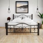 Argimo Yakamoz Tek Kişilik Ferforje Ahşap Metal Karyola 90x200 Siyah - 90 x 200 cm