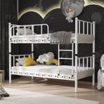 Argimo Zambak 90x200 cm Genç Çocuk Yatak Odası Beyaz Metal Ranza ve Karyola