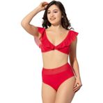 Argisa 5005 Kırmızı Düz Fırfırlı Yüksek Bel Kadın Bikini Takımı