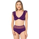 Argisa 5005 Mor Düz Fırfırlı Yüksek Bel Kadın Bikini