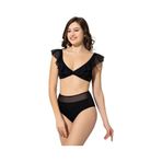 Argisa 5005 Siyah Düz Fırfırlı Yüksek Bel Kadın Bikini Takımı