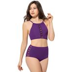 Argisa 5021 Mor Tüllü Bağcıklı Yüksek Bel Kadın Bikini Takımı