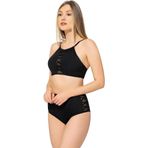Argisa 5021 Siyah Tüllü Bağcıklı Yüksek Bel Kadın Bikini