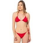 Argisa 5026 Kırmızı Düz İpli Bağlı Üçgen Kadın Bikini Takımı