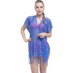 Argisa 9010 Kadın Saks Düz Dantelli Pareo