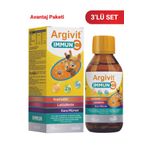 Argivit Immun C Şurup 3'lü Paket - Kara Mürver, C Vitamini, Çinko, Kuersetin, Laktoferrin Şurup 150 ml