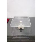 ARGKRİSTAL MADLEN KARE SERVİS VE SUNUM TABAĞI GÜMÜŞ DETAYLI METAL AYAKLI 24X24X14 100064