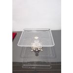 ARGKRİSTAL MADLEN KARE SERVİS VE SUNUM TABAĞI GÜMÜŞ DETAYLI METAL AYAKLI 24X24X14
