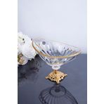 ARGKRİSTAL METAL AYAKLI GOLD DETAYLI GONDOL MEYVE SALATA KASESİ - ŞEKERLİK KRİSTAL DELÜX 26X15X15 CM KÜÇÜK BOY