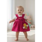 Arı Desenli Bebek Elbise - 6 - 9 Ay - 002-Fuşya