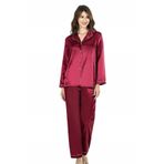 Aria's Closet Bordo İkili Saten Gecelik Pijama Takımı 7647