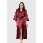 Aria's Closet Bordo Uzun Saten Sabahlık
