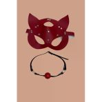 Aria's Closet Kırmızı Deri Maske ve Ağız Topu Harness Aksesuar