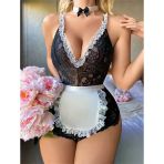 Arias Closet Siyah Dantel İşlemeli Kurdelalı Fransız Hizmetçi Kostümü