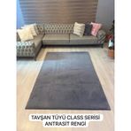 Aries Home Tavşan Tüyü Antrasit Yumuşak Makinada Yıkanabilir Kaymaz Kalın Dekoratif Post Halı ANTRASİT 80 x 200
