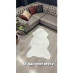 Aries Home Tavşan Tüyü Beyaz Yumuşak Makinada Yıkanabilir Kaymaz Ve Toplanmaz Süet Taban Post Halı 80 x 250 BEYAZ