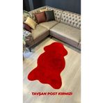Aries Home Tavşan Tüyü Kırmızı Yumuşak Makinada Yıkanabilir Kaymaz Ve Toplanmaz Süet Taban Post Halı 160 x 230 KIRMIZI