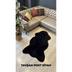 Aries Home Tavşan Tüyü Siyah Yumuşak Makinada Yıkanabilir Kaymaz Ve Toplanmaz Süet Taban Post Halı 120 x 160 SİYAH