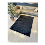 Aries Home Tavşan Tüyü Yumuşak Keçeleşmez Dekoratif Bubble İthal Kalite Post Halı Siyah 80 x 300