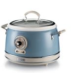 Ariete 2904, Rice Cooker, Pilav Pişirici, Yavaş Pişirici, Buharlı Pişirici, Vintage Çizgi, 3,5 l, Yapışmaz Seramik Kaplama, 650 W, Pastel Mavi
