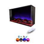 ARİF Dekoratif Elektrikli Şömine - 120x30x25 Cm - Kumanda, Bluetooth Hoparlör ve Odun Sesi