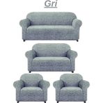 Arife Home 3+2+1+1dokuma Jakar Koltuk Örtüsü. Lastikli, Esnek, Yıkanabilir Koltuk, Kanepe, Çekyat Örtüsü/kılıfı - 180 x 230 cm - Gri