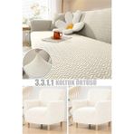 Arife Home Jakarlı 3311 Tuğla Desen Streç Lastikli Koltuk Örtüsü Takımı Esnek Kanepe Çekyat Kılıfı - 180 x 230 cm - Krem
