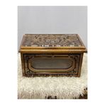 Arıkmert El Sanatları Maraş El Oyma Ceviz Camekan Kutu – 46x27x27 cm Tülbent - Yazma Sandığı Eskitme