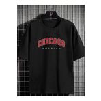 arıkoğlu kumaşçılık Siyah Chicago Baskılı Oversize Penye T-shirt Tişört TYC00365296867
