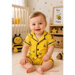 Arılı 2 Parça Bebek Pijama Takımı -%100 Pamuklu - 6 - 9 Ay - 00Sarı
