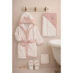 Arin Baby %100 PAMUK BEYAZ BEBEK BORNOZ SETİ /KIZ BEBEK BEYAZ BORNOZ SETİ / HEDİYELİK YENİDOĞAN BORNOZ TAKIMI