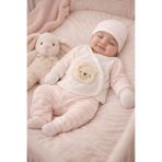 Arin Baby 5 'Lİ FİYONKLU AYICIK DESENLİ %100 PAMUK YENİ DOĞAN KIZ BEBEK HASTANE ÇIKIŞ SETİ/KIZ BEBEK ZIBIN SET