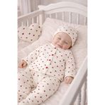 Arin Baby 5 'Lİ KIRMIZI KALP DESENLİ %100 PAMUK YENİ DOĞAN KIZ BEBEK HASTANE ÇIKIŞ SETİ/ KIZ BEBEK ZIBIN SET