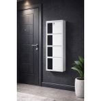 Arinna 4'lü Kilitli Beyaz ( Siyah Ahşap Desenli ) Metal Ayakkabılık