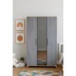 Arion Kids Ege 3 Kapaklı MDF Genç Odası Dolabı | %100 MDF Kalitesi | Ağaç Ayaklar | REHAU Kaplama Kapaklar | Koyu Oksit Gri-Riviera Renk Uyumu - Montajsız