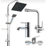 Arıtmalı 3 Yollu Mutfak Sabit Lavabo Mix Banyo Robot Duş Seti 4’lü Musluk Batarya Seti