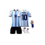 Arjantin Dünya Kupası Messi Mavi Çubuklu Iç Saha 3yıldız Çocuk Futbol Forması 4'lü Set lkmnyp00